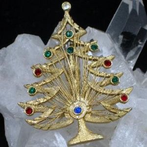 Vintage Wire Work LJM Christmas Tree Brooch